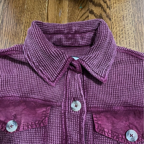 Bagatelle Collection Button Up Thermal Shirt/Jacket Eggplant Size Small - Picture 2 of 8